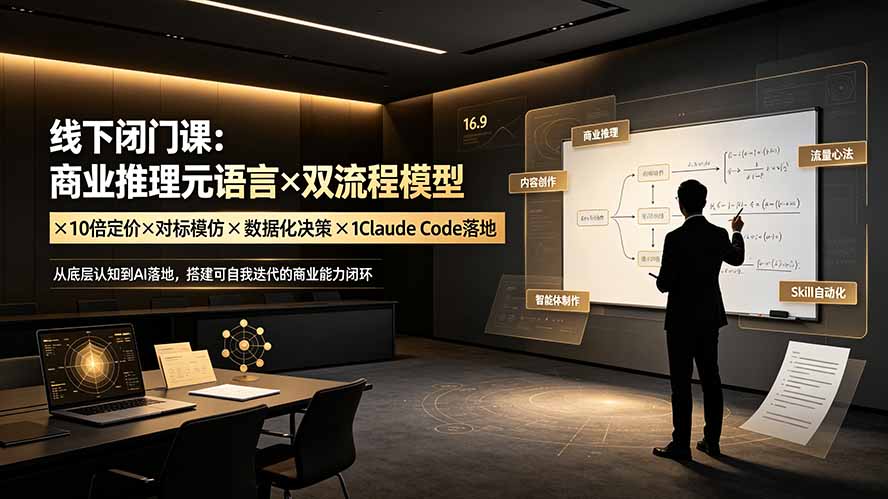 线下闭门课:商业推理元语言×双流程模型×10倍定价×对标模仿×数据化决策×Claude Code落地,击穿认知盲区 线下闭门课:商业推理元语言×双流程模型×10倍定价×对标模仿×数据化决策×Claude Code落地,击穿认知盲区