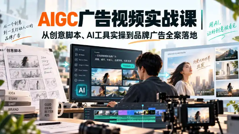 AIGC广告视频实战课|从创意脚本、AI工具实操到品牌广告全案落地 AIGC广告视频实战课|从创意脚本、AI工具实操到品牌广告全案落地