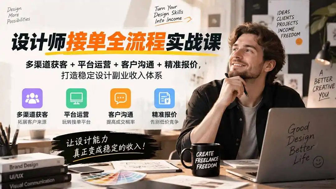 设计师接单全流程实战课-无水印|多渠道获客+平台运营+客户沟通+精准报价,打造稳定设计副业收入体系 设计师接单全流程实战课-无水印|多渠道获客+平台运营+客户沟通+精准报价,打造稳定设计副业收入体系