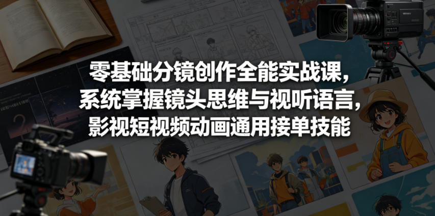 零基础分镜创作全能实战课,系统掌握镜头思维与视听语言,影视短视频动画通用接单技能 零基础分镜创作全能实战课,系统掌握镜头思维与视听语言,影视短视频动画通用接单技能