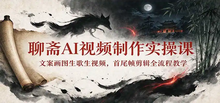 聊斋AI视频制作实操课:文案画图生歌生视频,首尾帧剪辑全流程教学 聊斋AI视频制作实操课:文案画图生歌生视频,首尾帧剪辑全流程教学