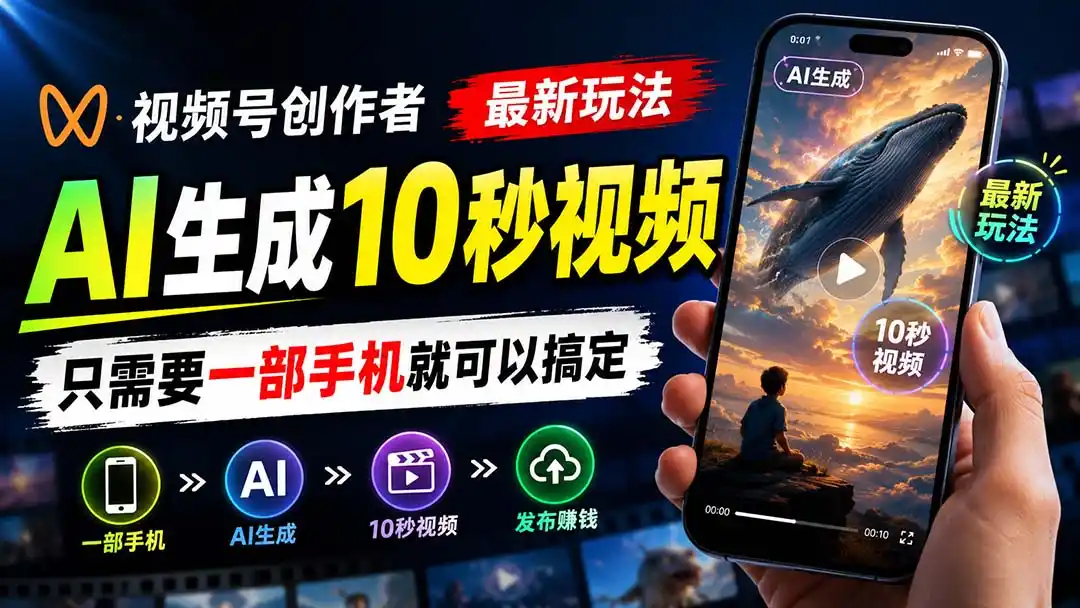 视频号创作者最新玩法,AI生成10秒视频,只需要一部手机就可以搞定 视频号创作者最新玩法,AI生成10秒视频,只需要一部手机就可以搞定