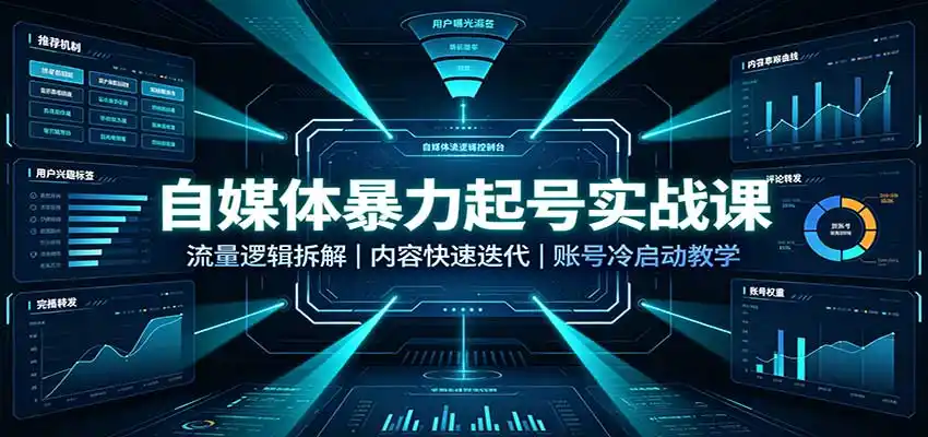 自媒体暴力起号实战课：流量逻辑拆解，内容快速迭代，账号冷启动教学