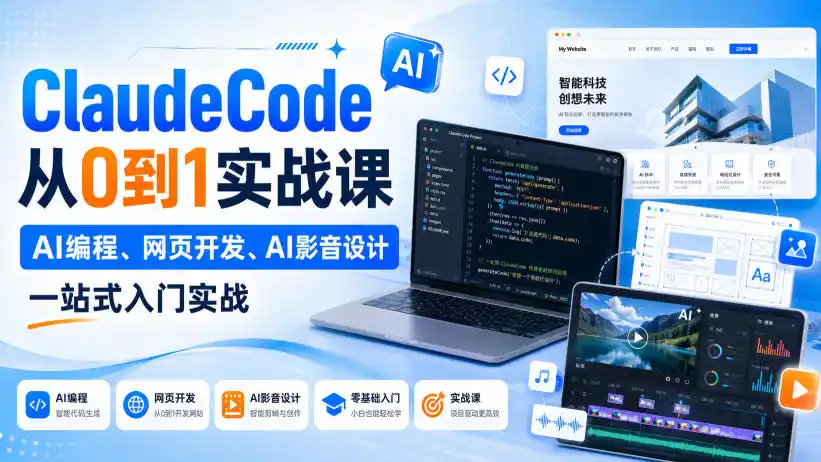 ClaudeCode从0到1实战课,AI编程、网页开发、AI影音设计一站式入门实战 ClaudeCode从0到1实战课,AI编程、网页开发、AI影音设计一站式入门实战