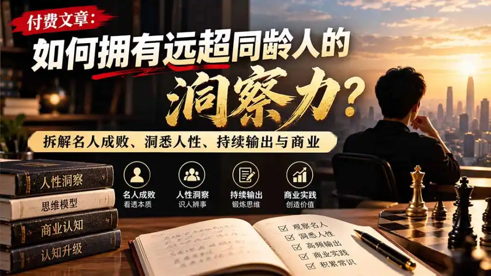 付费文章：如何拥有远超同龄人的洞察力？拆解名人成败、洞悉人性、持续输出与商业实践