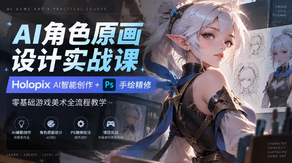AI角色原画设计实战课|Holopix AI智能创作+PS手绘精修,零基础游戏美术全流程教学 AI角色原画设计实战课|Holopix AI智能创作+PS手绘精修,零基础游戏美术全流程教学
