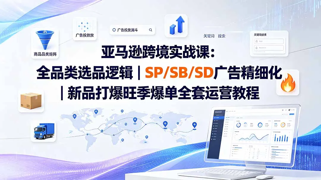 亚马逊跨境实战课-更新8月:全品类选品逻辑|SP/SB/SD广告精细化|新品打爆旺季爆单全套运营教程 亚马逊跨境实战课-更新8月:全品类选品逻辑|SP/SB/SD广告精细化|新品打爆旺季爆单全套运营教程