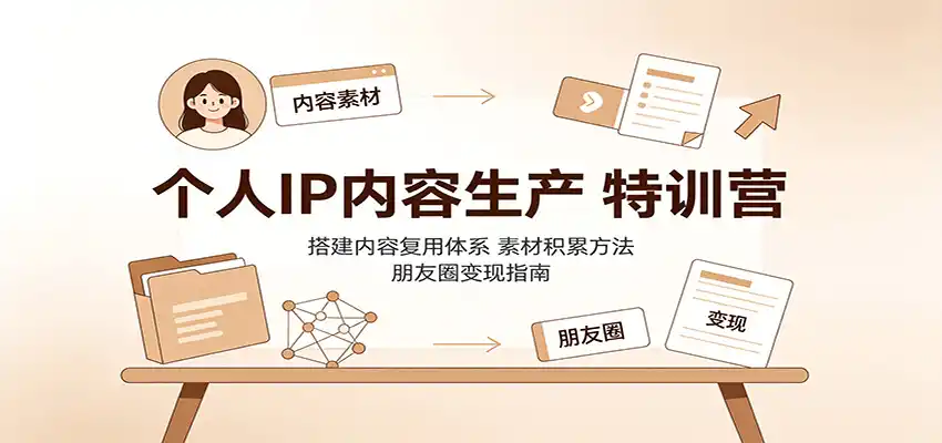 个人IP内容生产特训营:搭建内容复用体系,素材积累方法,朋友圈变现指南 个人IP内容生产特训营:搭建内容复用体系,素材积累方法,朋友圈变现指南