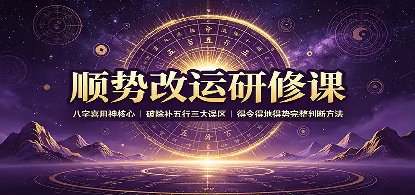 顺势改运研修课:八字喜用神核心,破除补五行三大误区,得令得地得势完整判断方法 顺势改运研修课:八字喜用神核心,破除补五行三大误区,得令得地得势完整判断方法