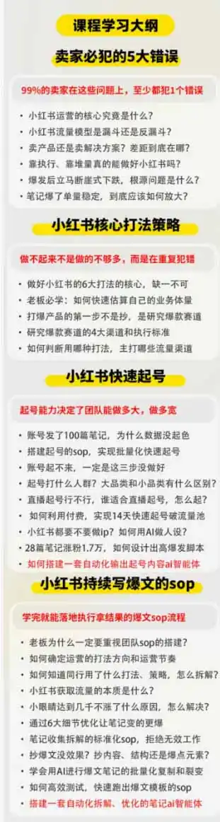 小红书高利润AI经营课2026年7.18-20:起号+爆文+付费+达人+私域,利用AI与SOP实现团队人效翻倍增长 小红书高利润AI经营课2026年7.18-20:起号+爆文+付费+达人+私域,利用AI与SOP实现团队人效翻倍增长