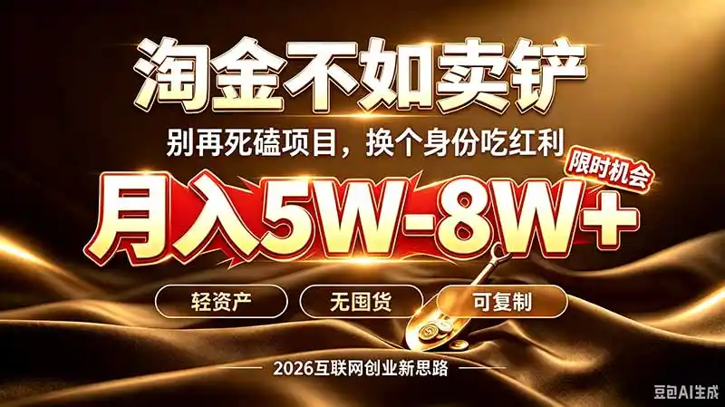 别再傻乎乎埋头跑项目!互联网真正赚钱逻辑:做卖铲人,拒绝当韭菜,逆风翻盘月入5-8W+ 别再傻乎乎埋头跑项目!互联网真正赚钱逻辑:做卖铲人,拒绝当韭菜,逆风翻盘月入5-8W+