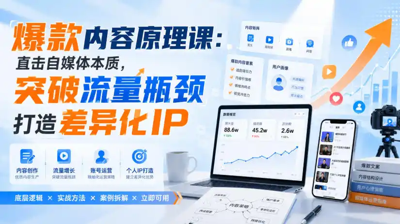 爆款内容原理课:直击自媒体本质,突破流量瓶颈打造差异化IP 爆款内容原理课:直击自媒体本质,突破流量瓶颈打造差异化IP