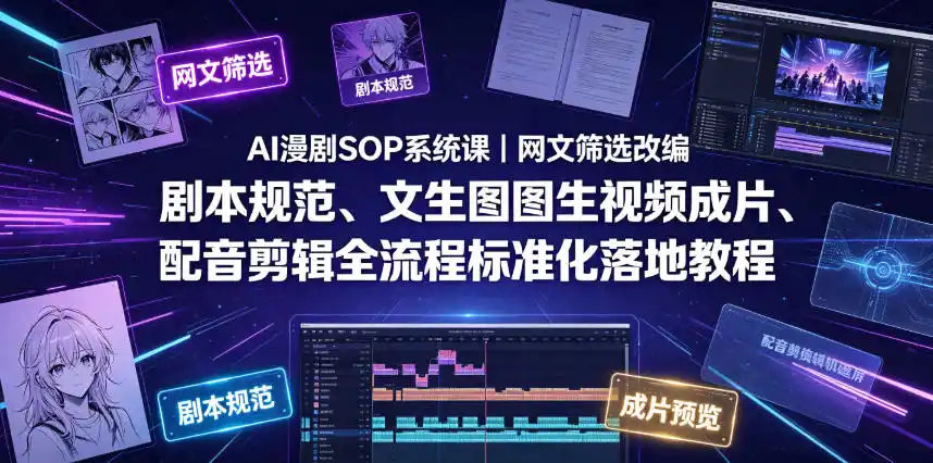 AI漫剧SOP系统课|网文筛选改编、剧本规范、文生图图生视频成片、配音剪辑全流程标准化落地教程(更新0810) AI漫剧SOP系统课|网文筛选改编、剧本规范、文生图图生视频成片、配音剪辑全流程标准化落地教程(更新0810)