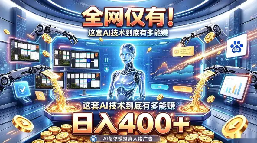 全网仅有!这套AI技术到底有多能賺,日入400+,无需人工干预,实现真正被动变现【揭秘】 全网仅有!这套AI技术到底有多能賺,日入400+,无需人工干预,实现真正被动变现【揭秘】