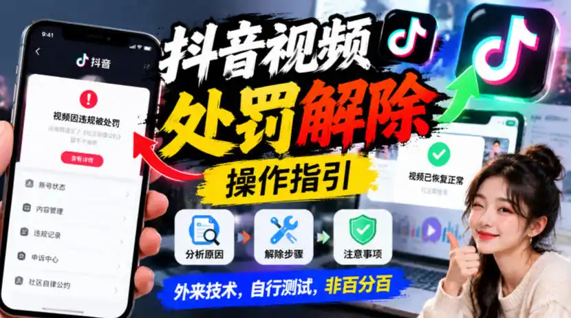 抖音视频处罚解除操作指引,外来技术,自行测试,非百分百 抖音视频处罚解除操作指引,外来技术,自行测试,非百分百