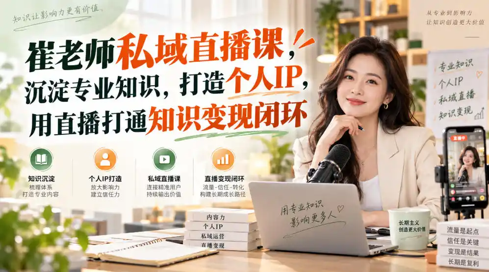 崔老师私域直播课,沉淀专业知识,打造个人IP,用直播打通知识变现闭环 崔老师私域直播课,沉淀专业知识,打造个人IP,用直播打通知识变现闭环