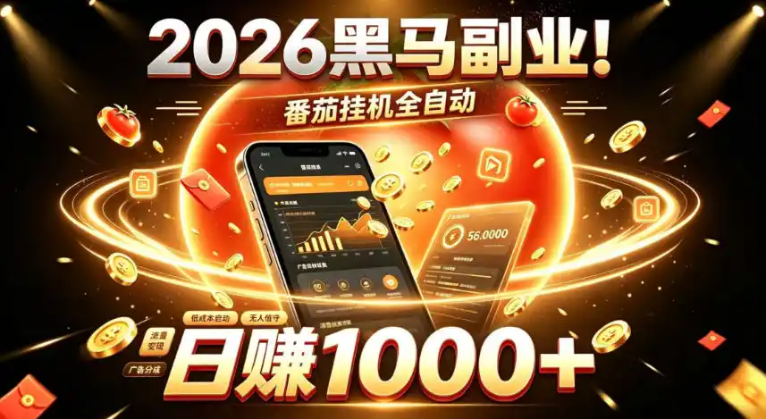 2026黑马副业!番茄挂G全自动日入1000+,操作最简单、门槛最低的线上轻资产项目【揭秘】 2026黑马副业!番茄挂G全自动日入1000+,操作最简单、门槛最低的线上轻资产项目【揭秘】