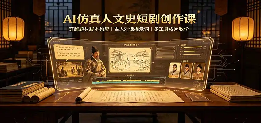 AI仿真人文史短剧创作课:穿越题材脚本构思,古人对话提示词,多工具成片教学 AI仿真人文史短剧创作课:穿越题材脚本构思,古人对话提示词,多工具成片教学