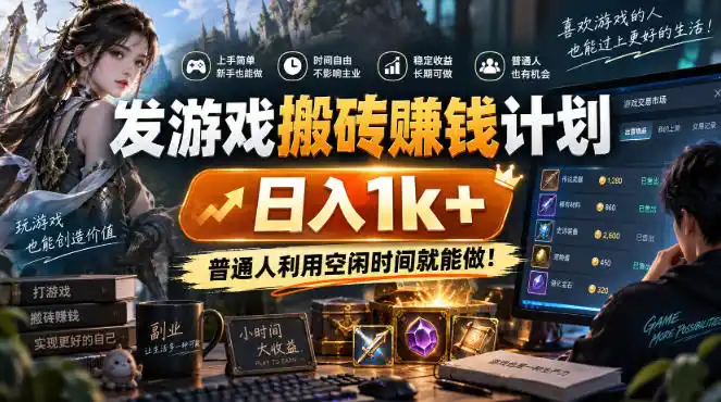 发游戏搬砖賺钱计划,日入1k+,普通人利用空闲时间就能做!【揭秘】 发游戏搬砖賺钱计划,日入1k+,普通人利用空闲时间就能做!【揭秘】