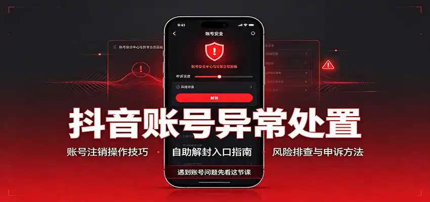 抖音账号异常处置，账号注销操作技巧，自助解封入口