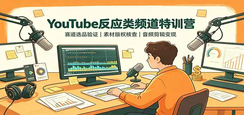 YouTube反应类频道特训营:赛道选品验证,素材版权核查,音频剪辑变现 YouTube反应类频道特训营:赛道选品验证,素材版权核查,音频剪辑变现