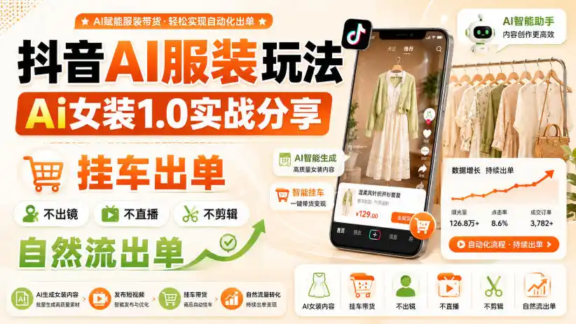 抖音AI服装玩法,Ai女装1.0实战分享,挂车出单,不出镜,不直播,不剪辑,自然流出单 抖音AI服装玩法,Ai女装1.0实战分享,挂车出单,不出镜,不直播,不剪辑,自然流出单