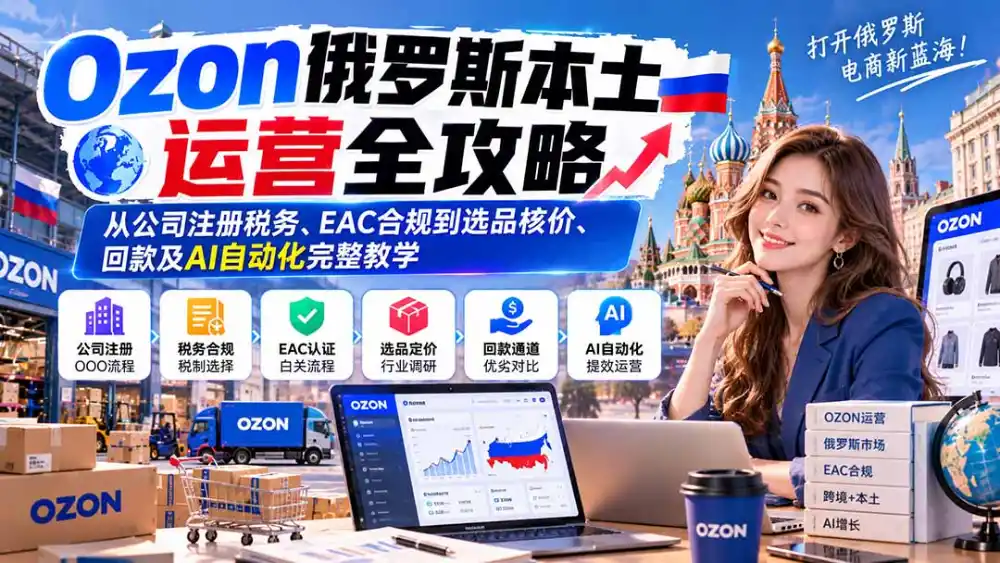 Ozon俄罗斯本土运营全攻略:从公司注册税务、EAC合规到选品核价、回款及AI自动化完整教学 Ozon俄罗斯本土运营全攻略:从公司注册税务、EAC合规到选品核价、回款及AI自动化完整教学