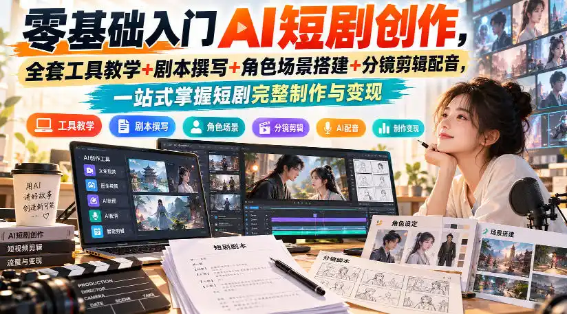 零基础入门AI短剧创作,全套工具教学+剧本撰写+角色场景搭建+分镜剪辑配音,一站式掌握短剧完整制作与变现 零基础入门AI短剧创作,全套工具教学+剧本撰写+角色场景搭建+分镜剪辑配音,一站式掌握短剧完整制作与变现