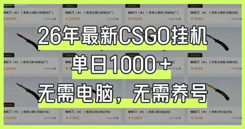 26年最新CSGO挂G系统,单日1000+,无需电脑,无需养号,0基础可上手【揭秘】 26年最新CSGO挂G系统,单日1000+,无需电脑,无需养号,0基础可上手【揭秘】