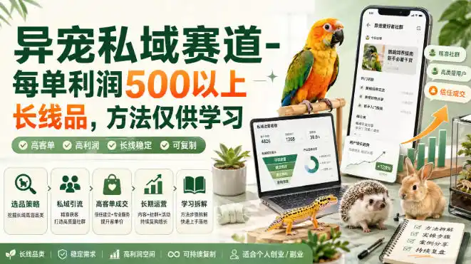 异宠私域赛道-每单利润500以上长线品,方法仅供学习 异宠私域赛道-每单利润500以上长线品,方法仅供学习