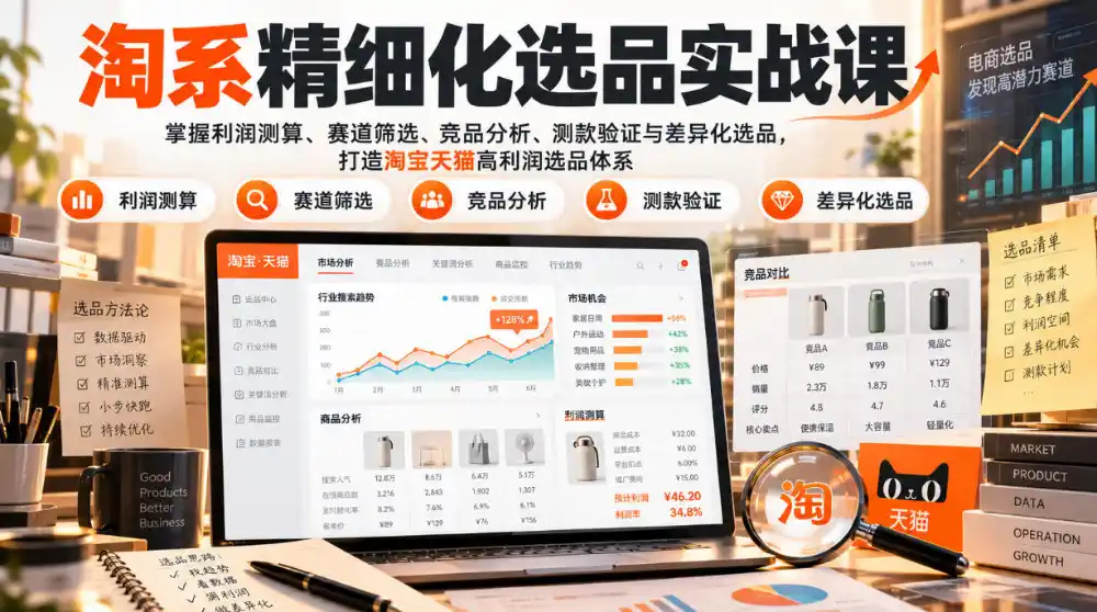 货架电商精细化选品实战课:掌握利润测算、赛道筛选、竞品分析、测款验证与差异化选品,打造淘宝天猫高利润选品体系 货架电商精细化选品实战课:掌握利润测算、赛道筛选、竞品分析、测款验证与差异化选品,打造淘宝天猫高利润选品体系
