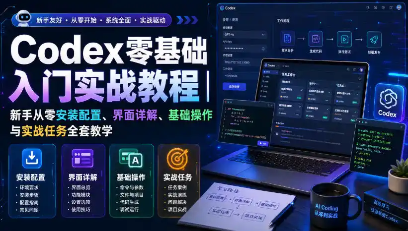 Codex零基础入门实战教程|新手从零安装配置、界面详解、基础操作与实战任务全套教学 Codex零基础入门实战教程|新手从零安装配置、界面详解、基础操作与实战任务全套教学