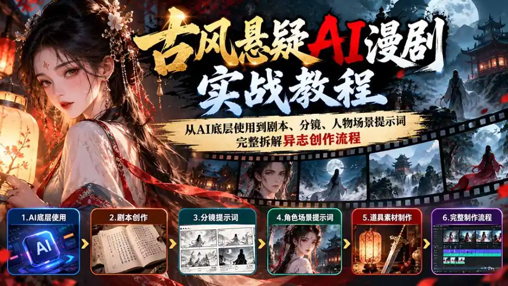 古风悬疑AI漫剧实战教程:从AI底层使用到剧本、分镜、人物场景提示词,完整拆解异志创作流程 古风悬疑AI漫剧实战教程:从AI底层使用到剧本、分镜、人物场景提示词,完整拆解异志创作流程