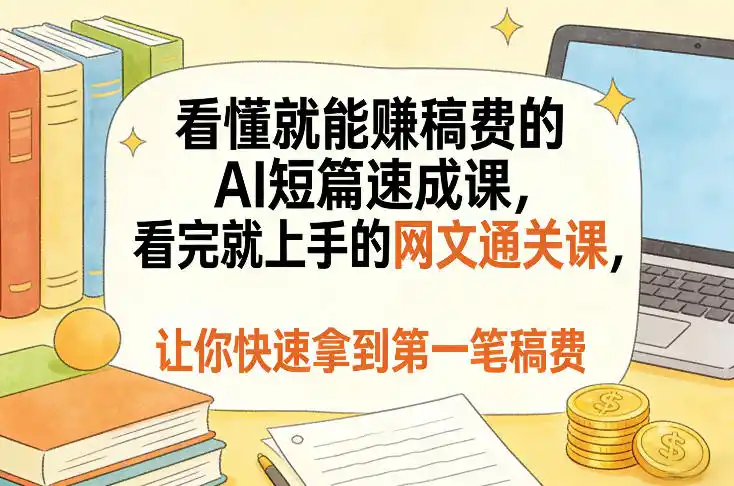看懂就能賺稿费的AI短篇速成课，看完就上手的网文通关课，让你快速拿到第一笔稿费(更新1008)