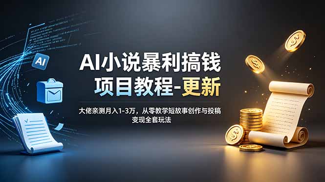 AI小说暴利搞钱项目教程-更新,大佬亲测月入1-3万,从零教学短故事创作与投稿变现全套玩法 AI小说暴利搞钱项目教程-更新,大佬亲测月入1-3万,从零教学短故事创作与投稿变现全套玩法