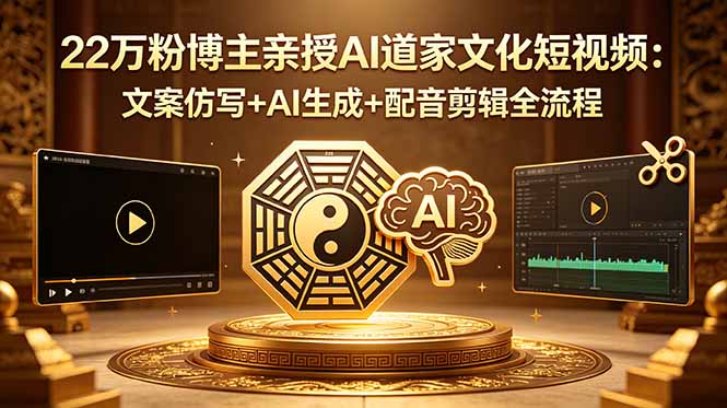22万粉博主亲授AI道家文化短视频:文案仿写+AI生成+配音剪辑全流程 22万粉博主亲授AI道家文化短视频:文案仿写+AI生成+配音剪辑全流程