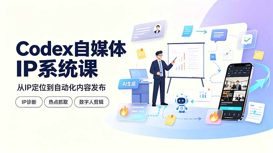 Codex自媒体IP系统课:IP诊断/热点抓取/IP蒸馏 Skill,爆款复刻数字人多平台自动发布教程 Codex自媒体IP系统课:IP诊断/热点抓取/IP蒸馏 Skill,爆款复刻数字人多平台自动发布教程