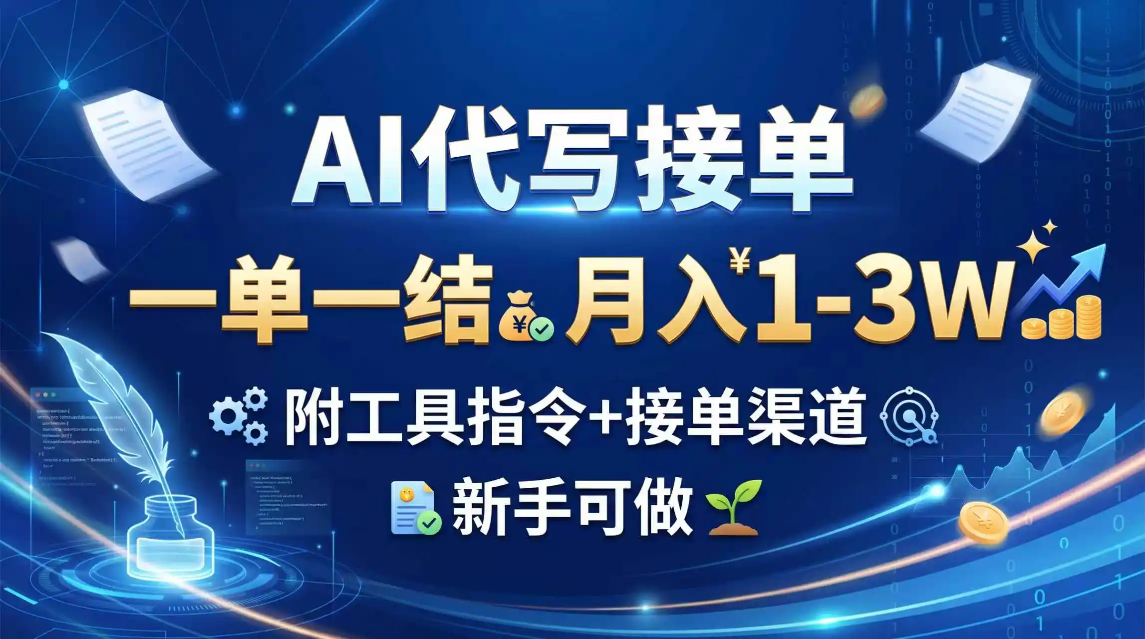 AI代写接单,一单一结,月入1-3W,附工具指令+接单渠道,新手可做 AI代写接单,一单一结,月入1-3W,附工具指令+接单渠道,新手可做