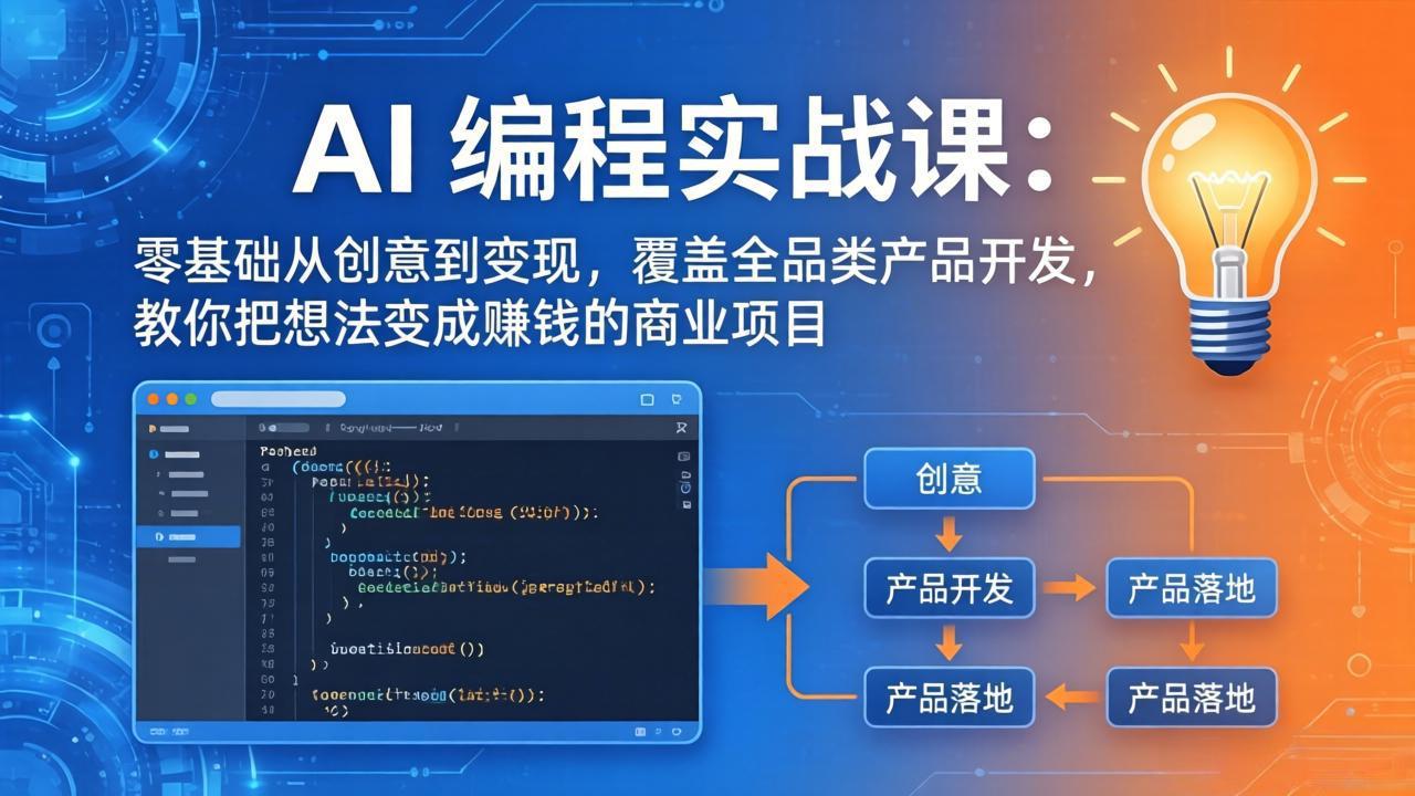 AI编程实战课-第三期-5月9更新:零基础从创意到变现,覆盖全品类产品开发,把想法变成赚钱项目 AI编程实战课-第三期-5月9更新:零基础从创意到变现,覆盖全品类产品开发,把想法变成赚钱项目