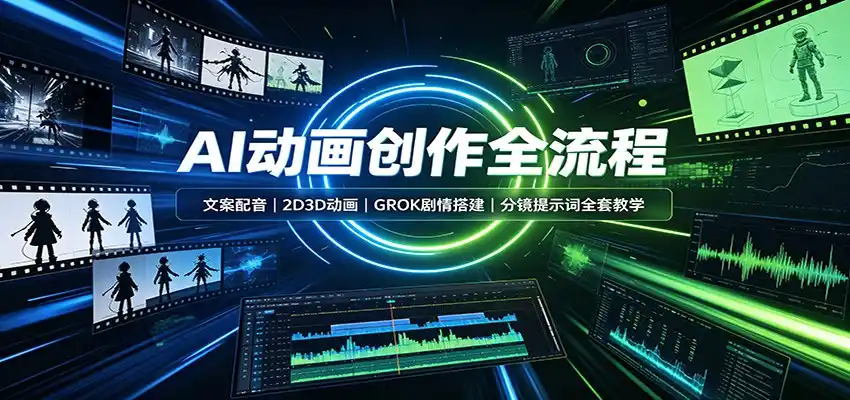 AI动画创作全流程:文案配音,2D3D动画,GROK剧情搭建,分镜提示词全套教学 AI动画创作全流程:文案配音,2D3D动画,GROK剧情搭建,分镜提示词全套教学