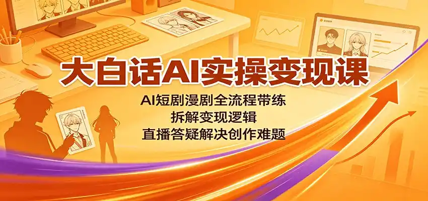 大白话AI实操变现课:AI短剧漫剧全流程带练,拆解变现逻辑,直播答疑解决创作难题 大白话AI实操变现课:AI短剧漫剧全流程带练,拆解变现逻辑,直播答疑解决创作难题
