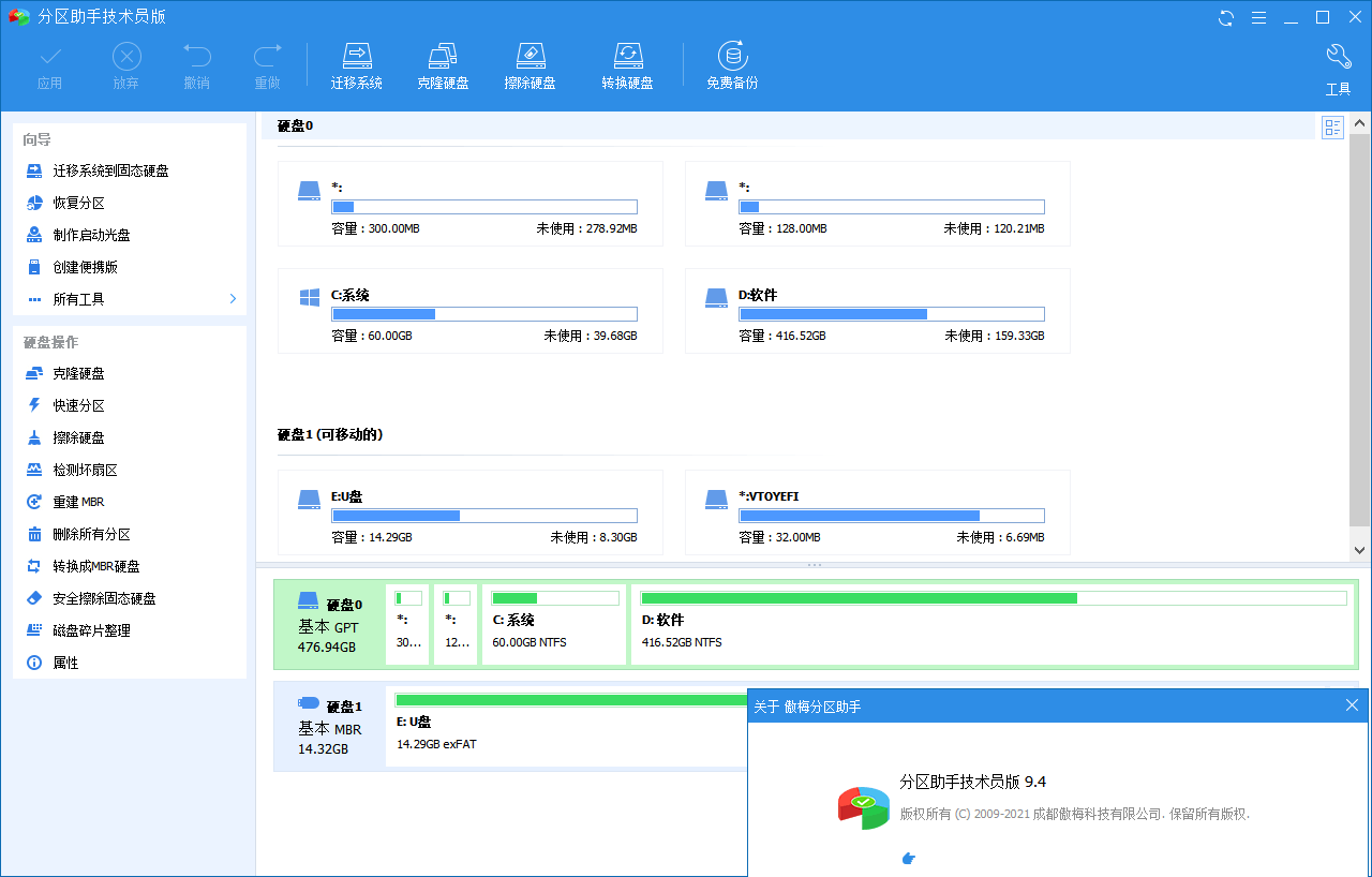 AOMEI分区助手技术员v10.8.2特别版 | 免费磁盘分区工具