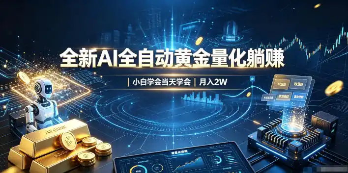 全新AI全自动黄金量化躺賺：小白学会当天学会，月入2W！【揭秘】