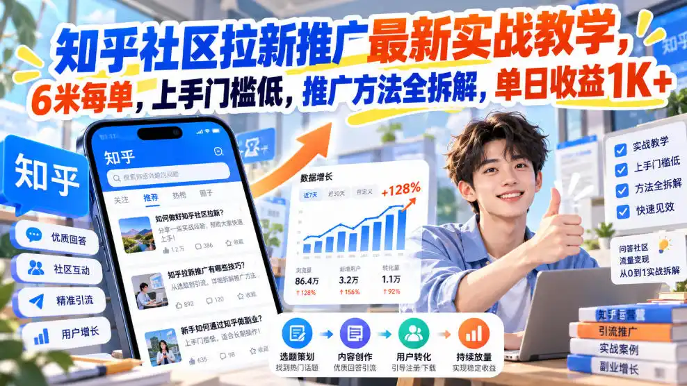 知乎社区拉新推广最新实战教学,6米每单,上手门槛低,推广方法全拆解,单日收益1K+!(更新0930) 知乎社区拉新推广最新实战教学,6米每单,上手门槛低,推广方法全拆解,单日收益1K+!(更新0930)