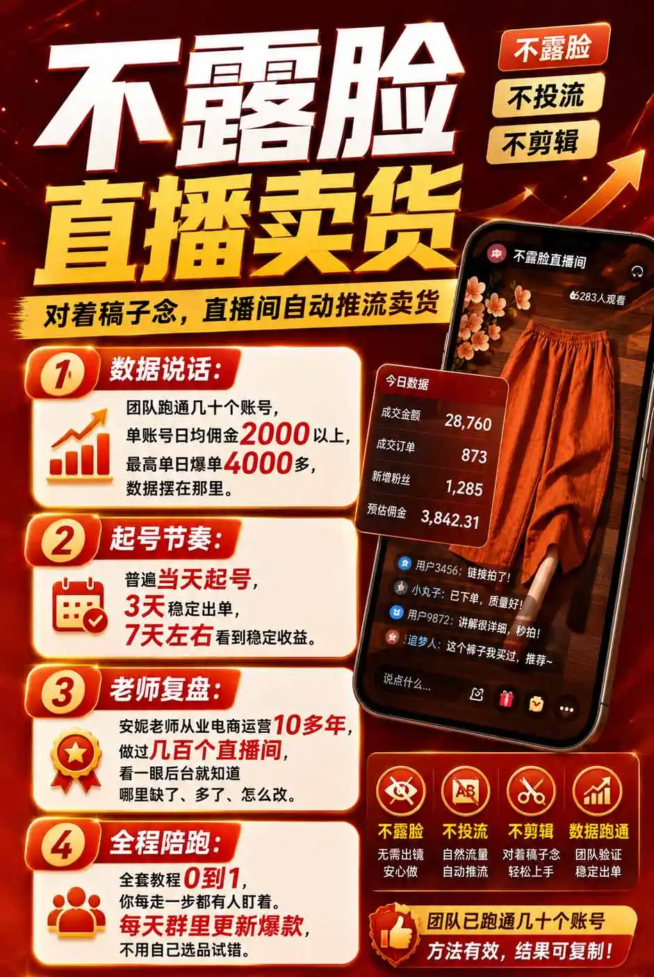 不露脸不投流,这个直播间让我月入过万!没人出镜,订单却一直在出,宝妈直播2小时,佣金839元 不露脸不投流,这个直播间让我月入过万!没人出镜,订单却一直在出,宝妈直播2小时,佣金839元