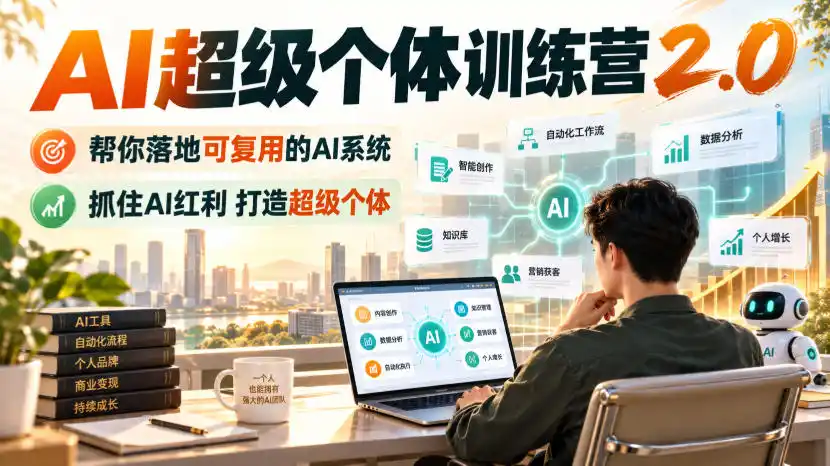 AI超级个体训练营2.0，帮你落地可复用的AI系统，抓住AI红利打造超级个体