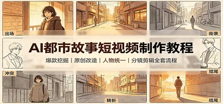 AI都市故事短视频制作教程:爆款挖掘原创改造,人物统一分镜剪辑全套流程 AI都市故事短视频制作教程:爆款挖掘原创改造,人物统一分镜剪辑全套流程