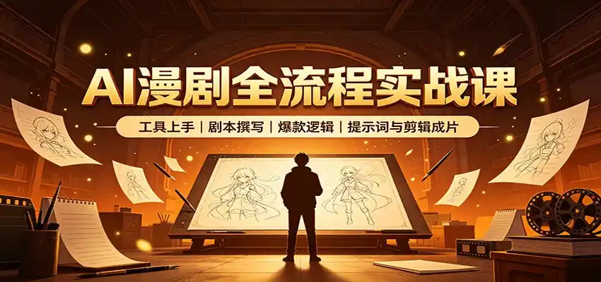 AI漫剧全流程实战课:工具上手、剧本撰写、爆款逻辑、提示词与剪辑成片 AI漫剧全流程实战课:工具上手、剧本撰写、爆款逻辑、提示词与剪辑成片