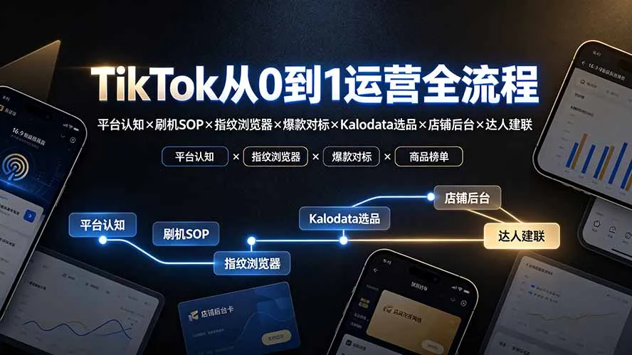 TikTok从0到1运营全流程-更新:平台认知×刷机SOP×指纹浏览器×爆款对标×Kalodata选品×店铺后台×达人建联 TikTok从0到1运营全流程-更新:平台认知×刷机SOP×指纹浏览器×爆款对标×Kalodata选品×店铺后台×达人建联