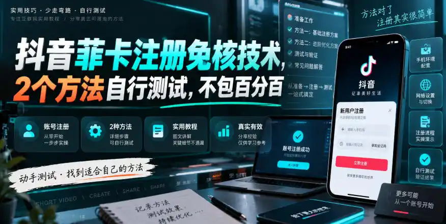 抖音菲卡注册免核技术,2个方法自行测试,不包百分百 抖音菲卡注册免核技术,2个方法自行测试,不包百分百